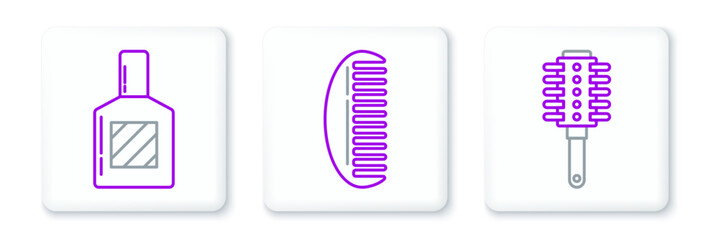 Set line Hairbrush, Aftershave and icon. Vector