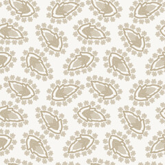 Neutral Colour Paisley abstract Seamless Pattern Design