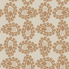 Neutral Colour Paisley abstract Seamless Pattern Design