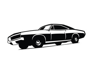 Obraz premium dodge challenger 1968. view silhouette vector design from side isolated white background. Best for logos, badges, emblems