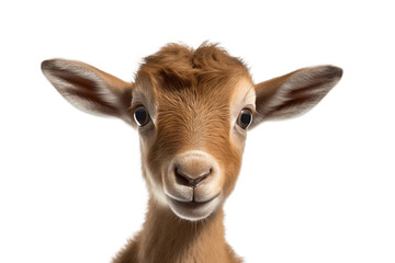 Cute Baby Goat Captured in Close-up, Against a Transparent Background, Generative Ai