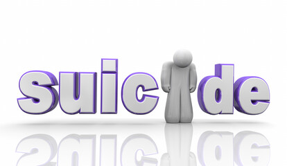Suicide Sad Depressed Person in Word Mental Health Depression 3d Illustration