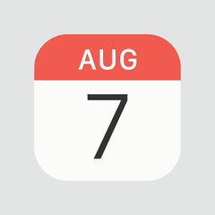 August 7 icon isolated on background. Calendar symbol modern, simple, vector, icon for website design, mobile app, ui. Vector Illustration