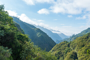 Mountain landscape. View of mountains on the route Queimadas Forestry Park - Caldeirao Verde....