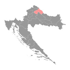Koprivnica Krizevci сounty map, subdivisions of Croatia. Vector illustration.