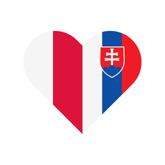 Obraz premium unity concept. heart shape icon of poland and slovakia flags. vector illustration isolated on white background