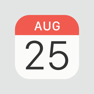 August 25 icon isolated on background. Calendar symbol modern, simple, vector, icon for website design, mobile app, ui. Vector Illustration