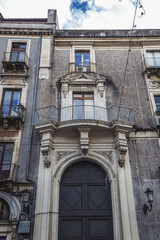 Fototapeta na wymiar Palazzo Manganelli building in historic part of Catania, Sicily Island in Italy