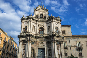Fototapeta na wymiar Church of St Placidus in historic part of Catania, Sicily Island in Italy