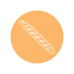 French baguette black line icon. Bakery.