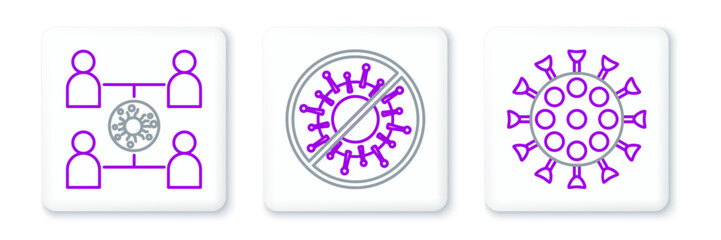 Set line Virus, spread and Stop virus icon. Vector
