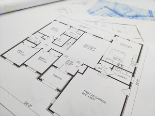 close up of blue prints from angle