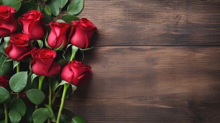 Naklejka na ściany i meble roses on a wooden table