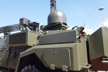  Minsk, Belarus - 20.05.2023: Dual-purpose drone detection and jamming unit. GPS, GLONASS signal...