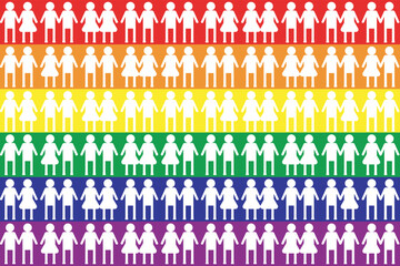 Illustration, White Loer of LGBTQ+ on color background.