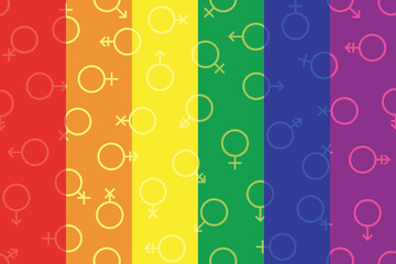 Illustration, Light symbol of LGBTQ+ on lgbtq color background.