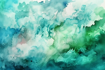 Abstract light blue green watercolor for background , Generative AI