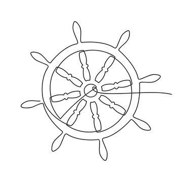 recommend clip art: Helm, sailboat wheel icon vector one line continuous drawing. Minimal illustration. Hand drawn linear silhouette. Outline design, print, banner, card, brochure, poster, logo.