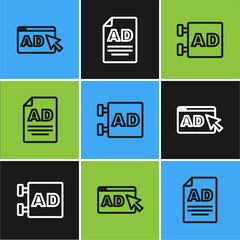 Set line Advertising, and icon. Vector