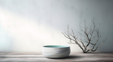 Obraz na płótnie Canvas ceramic bowl on wooden table