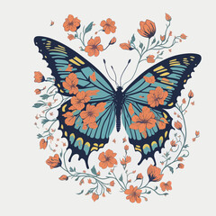 Obraz na płótnie Canvas butterfly and flowers