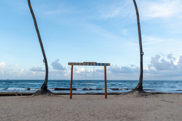 Swinging Paradise: Palm Trees, Beach, and the Sea