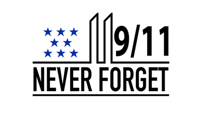 Patriot Day September 11 9 USA banner - United States flag or merican flag, 911 memorial and Never Forget lettering background.