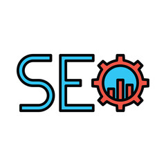 SEO, gear, grow, graph, SEO grow icon