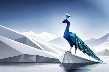 Peacock with beautiful feathers. Generative AI