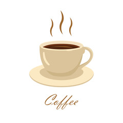 Cup of fresh coffee design vector flat isolated illustration