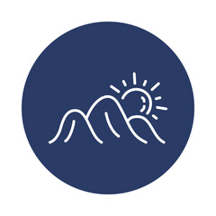mountain, hill, sun, sunrise, summer day icon