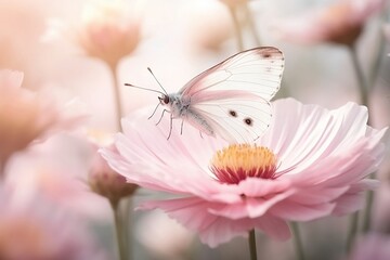 butterfly on pink flower. 