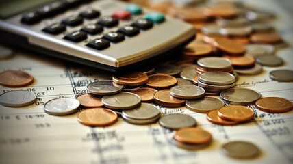 Close up hands businessman doing finances with using calculator and writing note in office.