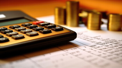 Close up hands businessman doing finances with using calculator and writing note in office.