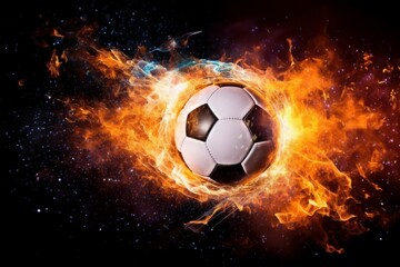 Fototapeta na wymiar Soccer ball on fire. Generative AI