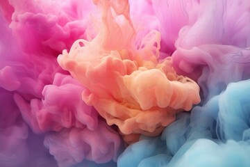 Abstract colorful pink soft pastel color cloud background, multicolored ink drop fluid motion in water . Generative AI