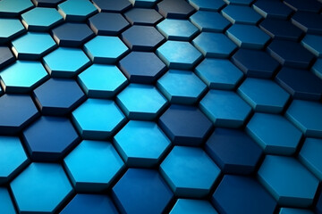 Abstract hexagon shape background blue tones Generative Ai