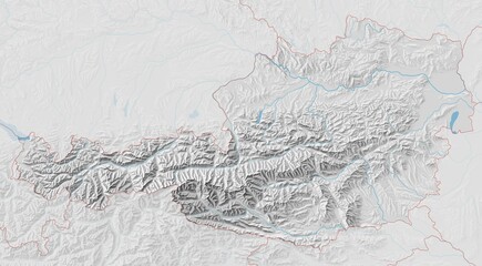 Topographic map of Austria with shaded relief - 604581548