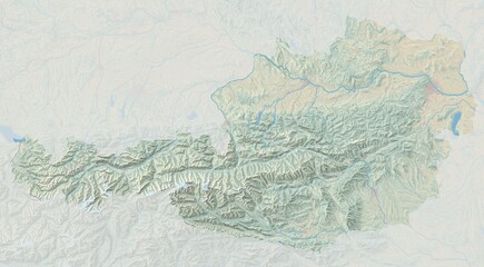 Topographic map of Austria with shaded relief
