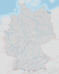 Topographic map of Germany with shaded relief - 604581563