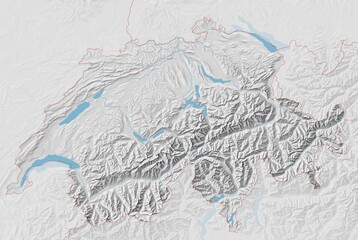 Topographic map of Switzerland with shaded relief - 604581583