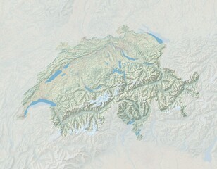 Topographic map of Switzerland with shaded relief