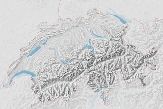 Topographic Map Of Switzerland With Shaded Relief