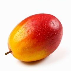 A delicious fresh mango isolated on white background. Fresh raw organic fruit. Generative AI.