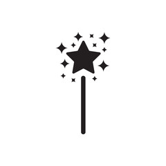 Magic wand with stars flat sign design. Magic wand vector icon. Magic wand symbol pictogram. UX UI icon
