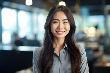 Portrait of a confident asian business woman in office. AI