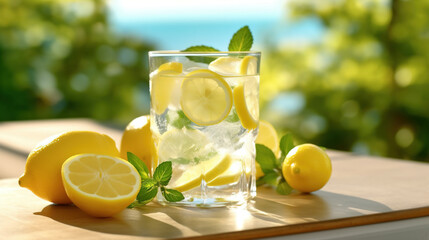 Fresh lemonade in a glass. AI