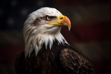 Obraz premium North American Eagle on American flag. AI generated content
