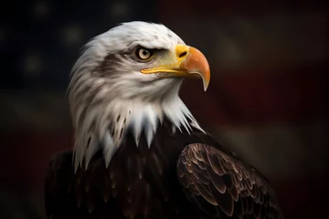 Foto op Plexiglas North American Eagle on American flag. AI generated content © Elena