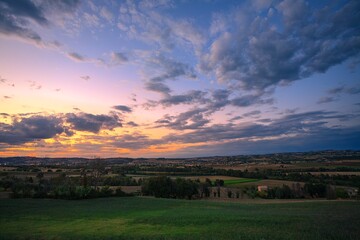 Fototapeta na wymiar Sunset landscape, Marche region of Italy